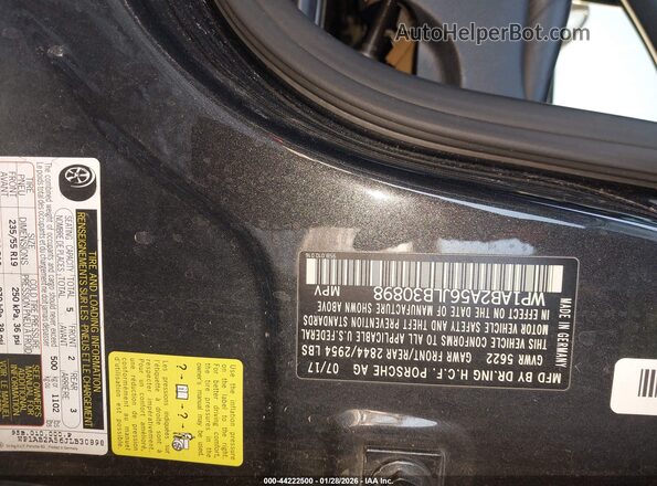 WP1AB2A56JLB30898 2018 PORSCHE MACAN Серый Вид подкапотного пространства