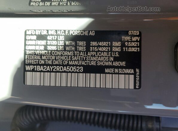 WP1BA2AY2RDA50523 2024 PORSCHE CAYENNE Gray VIN sticker view