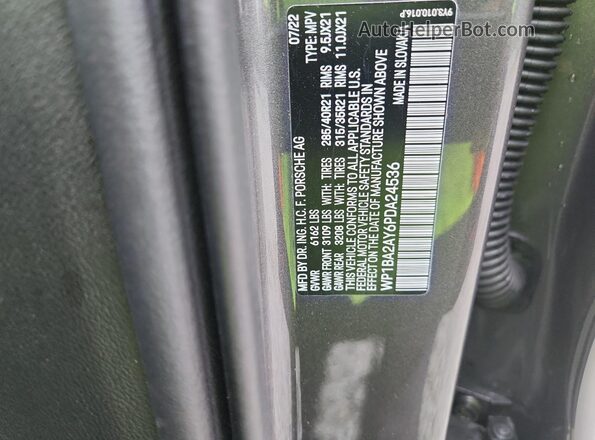 WP1BA2AY6PDA24536 2023 PORSCHE CAYENNE Gray Widok naklejki z numerem VIN