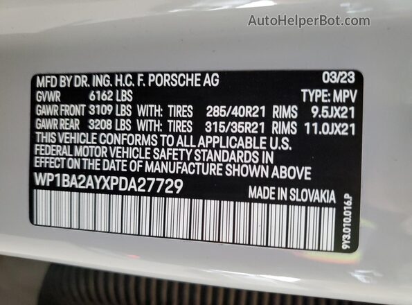 WP1BA2AYXPDA27729 2023 PORSCHE CAYENNE Серебряный Вид подкапотного пространства