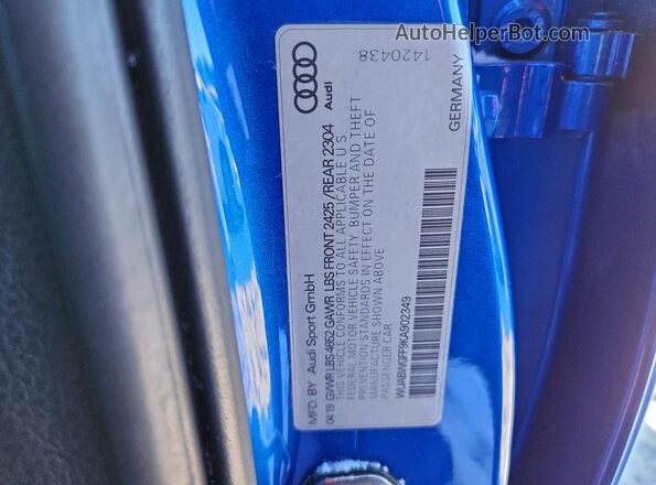 WUABWGFF9KA902349 2019 AUDI RS3 Blue Engine compartment view