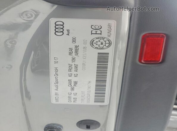 WUACSAFV3J1901796 2018 AUDI TT Серый Вид наклейки с VIN-кодом