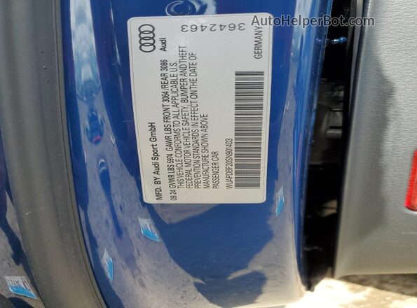 WUAPDBF20SN901403 2025 AUDI RS7 Blue VIN კოდის სტიკერის ხედი