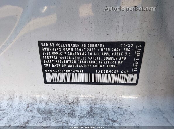 WVW3A7CD1RW147553 2024 VOLKSWAGEN GOLF Белый Вид подкапотного пространства