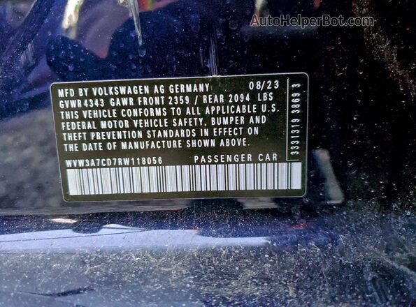 WVW3A7CD7RW118056 2024 VOLKSWAGEN GTI Синий Вид подкапотного пространства