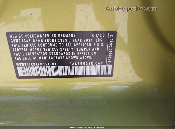 WVW8A7CDXPW154701 2023 VOLKSWAGEN GOLF Green Widok komory silnika