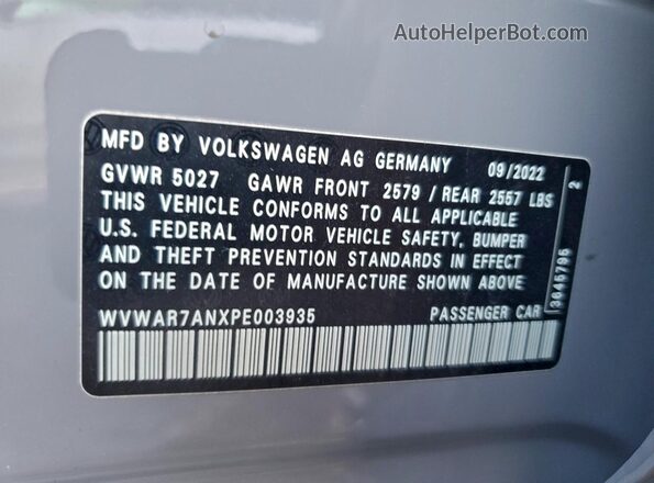 WVWAR7ANXPE003935 2023 VOLKSWAGEN ARTEON Gray Vista del compartimento del motor