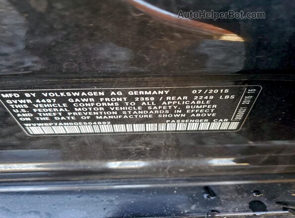 WVWBP7AN0GE504892 2016 VOLKSWAGEN CC Черный Вид подкапотного пространства