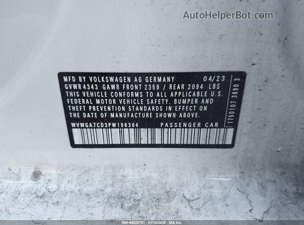 WVWGA7CD3PW196364 2023 VOLKSWAGEN GOLF White Вид підкапотного простору