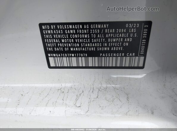 WVWGA7CD7PW177879 2023 VOLKSWAGEN GOLF Белый Вид подкапотного пространства