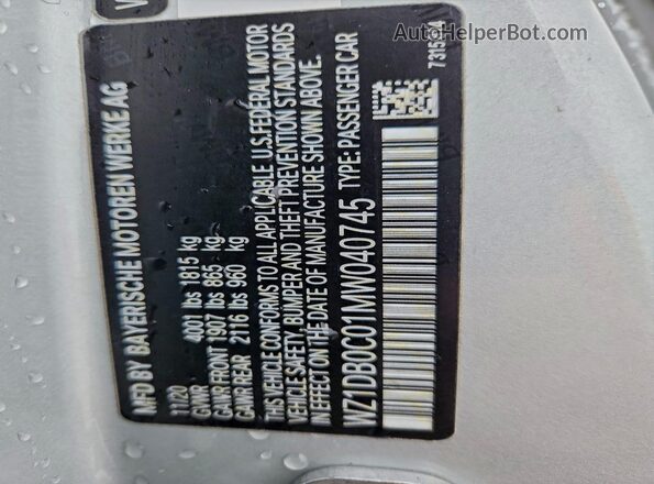 WZ1DB0C01MW040745 2021 TOYOTA SUPRA Silver Вид наклейки з VIN-кодом