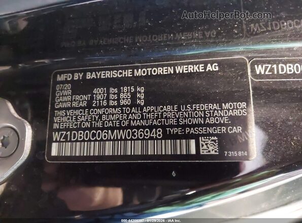 WZ1DB0C06MW036948 2021 TOYOTA GR SUPRA Black Вид підкапотного простору