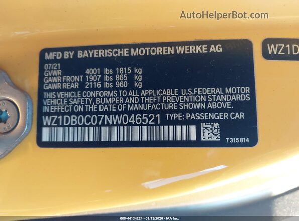 WZ1DB0C07NW046521 2022 TOYOTA GR SUPRA Желтый Вид подкапотного пространства