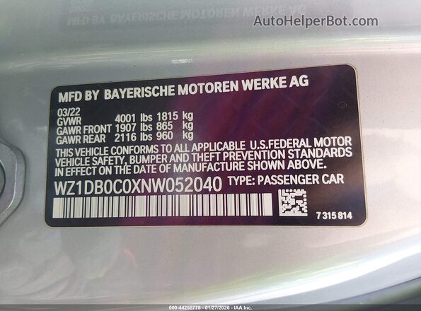 WZ1DB0C0XNW052040 2022 TOYOTA GR SUPRA Серебряный Вид подкапотного пространства