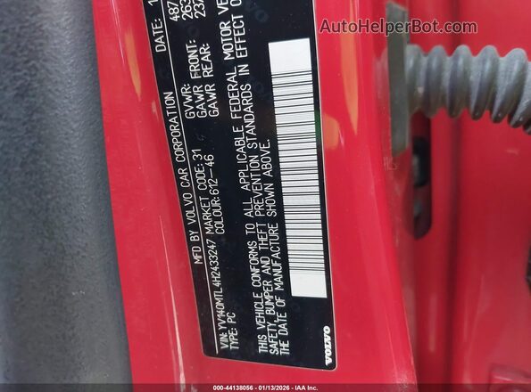 YV140MTL4H2433247 2017 VOLVO S60 Red Widok komory silnika