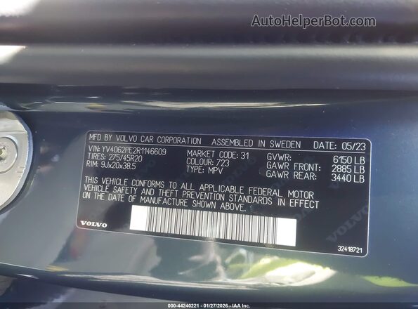 YV4062PE2R1146609 2024 VOLVO XC90 Синий Вид подкапотного пространства