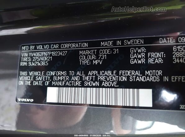 YV4062PN7P1923427 2023 VOLVO XC90 Черный Вид подкапотного пространства