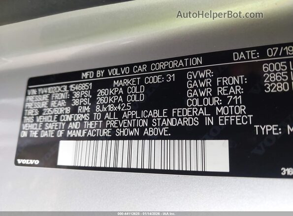 YV4102CK3L1546851 2020 VOLVO XC90 Серебряный Вид подкапотного пространства
