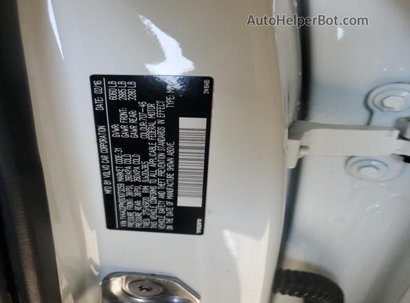 YV4A22PM2G1073259 2016 VOLVO XC90 Белый Вид наклейки с VIN-кодом