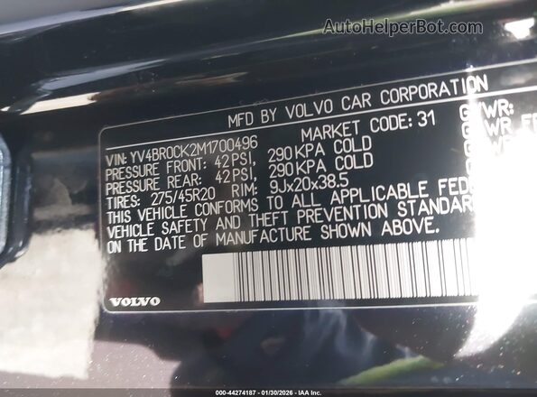 YV4BR0CK2M1700496 2021 VOLVO XC90 RECHARGE PLUG-IN HYBRID Черный Вид подкапотного пространства