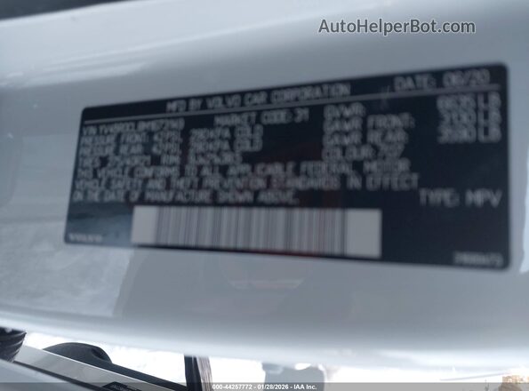 YV4BR0CL8M1673149 2021 VOLVO XC90 RECHARGE PLUG-IN HYBRID Белый Вид подкапотного пространства