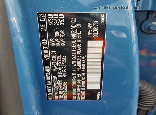 YV4ED3GM7P2037837 2023 VOLVO C40 Синий Панорамный вид салона 360°