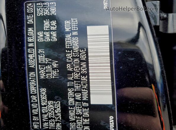 YV4L12UL1R2365408 2024 VOLVO XC40 Черный Вид подкапотного пространства