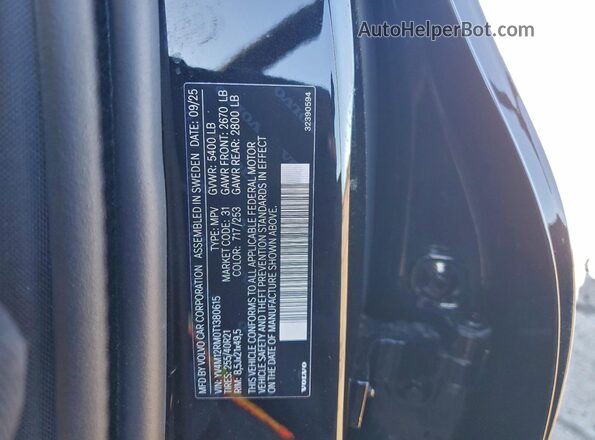 YV4M12RM0T1380615 2026 VOLVO XC60 Черный Вид наклейки с VIN-кодом