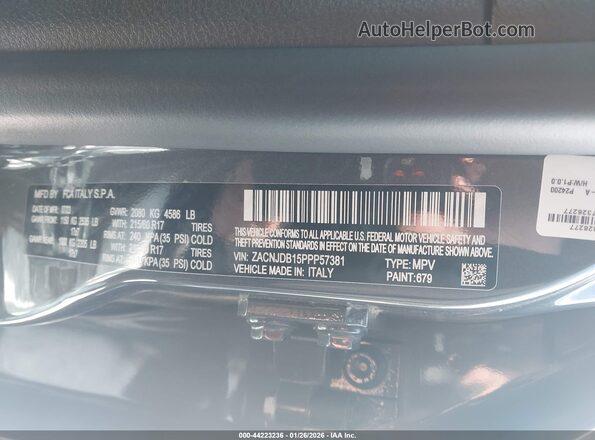 ZACNJDB15PPP57381 2023 JEEP RENEGADE Gray ძრავის განყოფილების ხედი