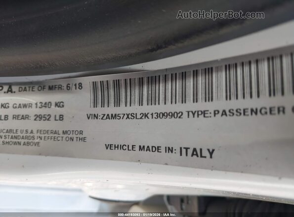 ZAM57XSL2K1309902 2019 MASERATI GHIBLI Белый Вид подкапотного пространства