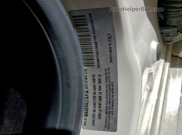 ZAM57YSA8J1300480 2018 MASERATI GHIBLI Белый Вид подкапотного пространства