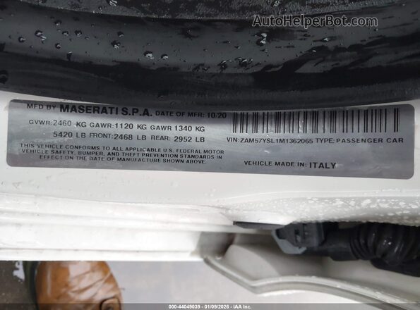 ZAM57YSL1M1362065 2021 MASERATI GHIBLI Белый Вид подкапотного пространства