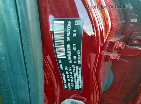 ZARFAMAN0L7630904 2020 ALFA ROMEO GIULIA Red Vista de la etiqueta del VIN