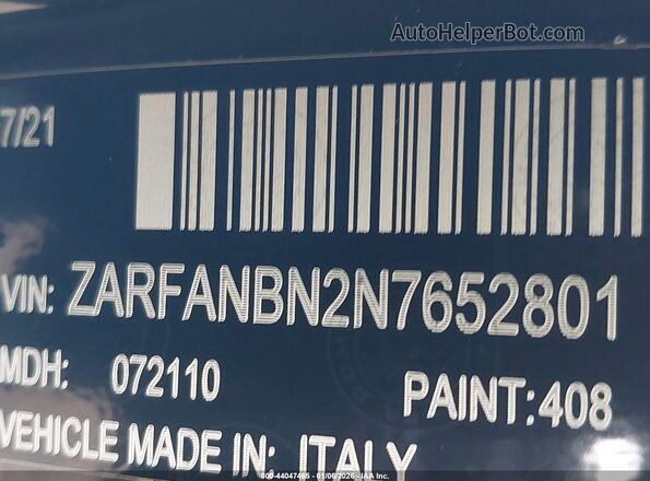 ZARFANBN2N7652801 2022 ALFA ROMEO GIULIA Черный Вид подкапотного пространства