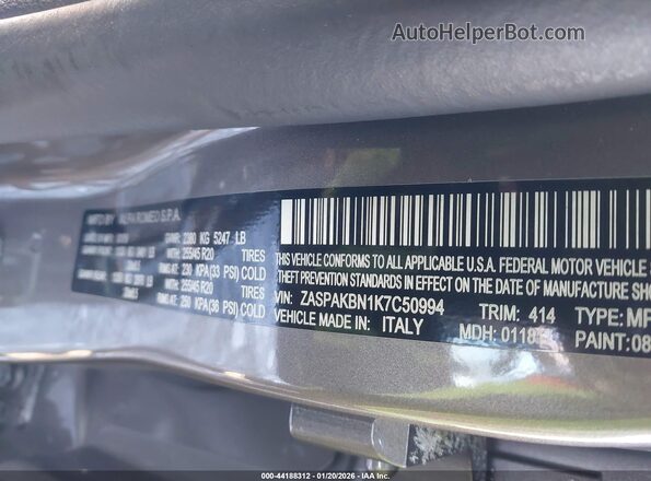 ZASPAKBN1K7C50994 2019 ALFA ROMEO STELVIO Коричневый Вид подкапотного пространства