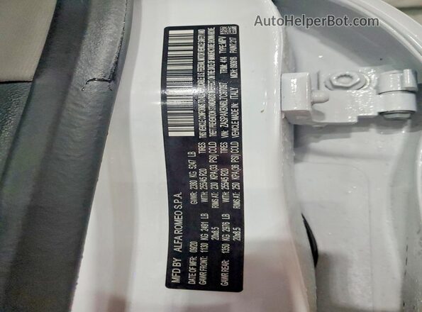 ZASPAKBN6L7C97097 2020 ALFA ROMEO STELVIO White Vista de la etiqueta del VIN