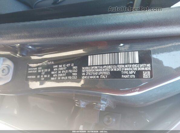ZFBCFXAB1JP676523 2018 FIAT 500X Серый Вид подкапотного пространства