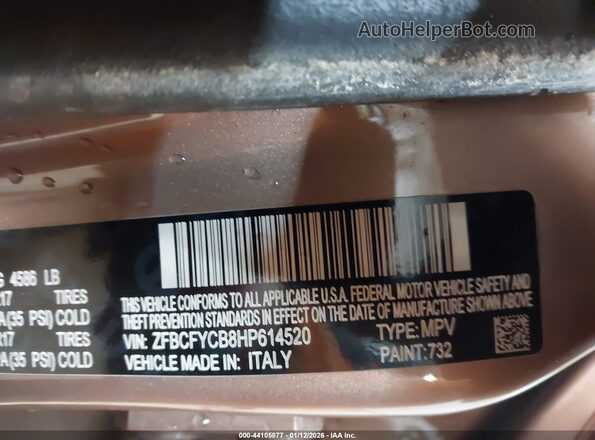 ZFBCFYCB8HP614520 2017 FIAT 500X Champagne Вид подкапотного пространства