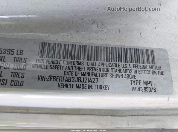 ZFBERFAB3J6J21427 2018 RAM PROMASTER CITY Белый Вид подкапотного пространства