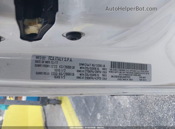 ZFBERFAB5J6H97025 2018 RAM PROMASTER CITY Белый Вид подкапотного пространства