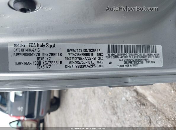 ZFBERFBT1G6C83981 2016 RAM PROMASTER CITY Серебряный Вид подкапотного пространства