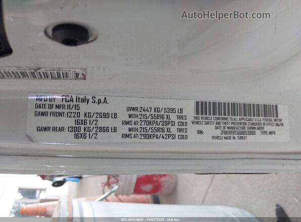 ZFBERFBT5G6B53069 2016 RAM PROMASTER CITY Белый Вид подкапотного пространства
