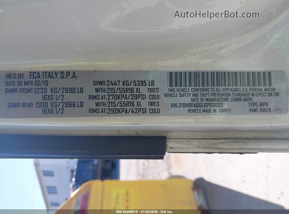 ZFBHRFAB6L6P60000 2020 RAM PROMASTER CITY Белый Вид подкапотного пространства
