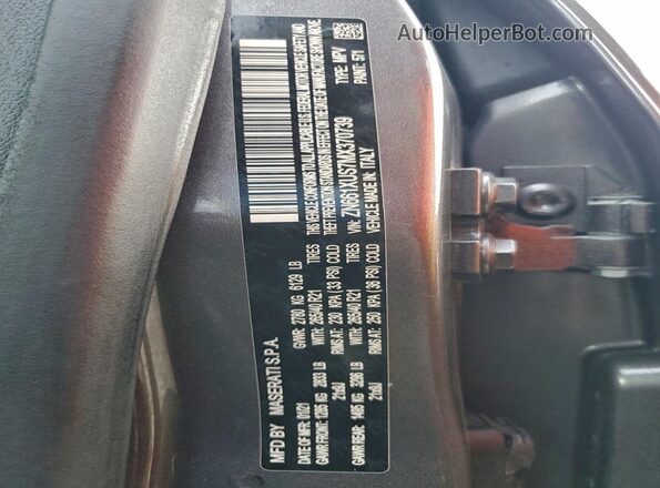 ZN661XUS7MX370739 2021 MASERATI LEVANTE Серый Вид наклейки с VIN-кодом