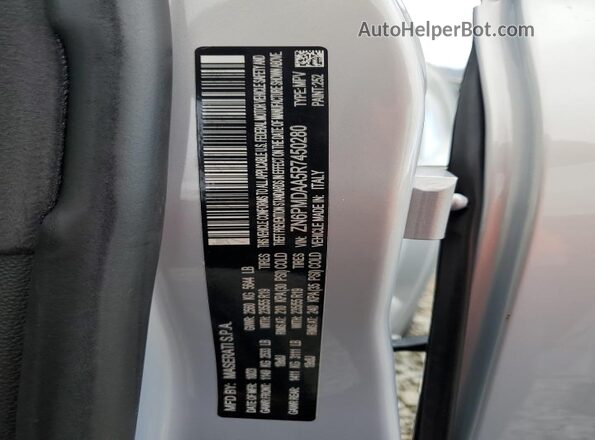 ZN6PMDAA5R7450280 2024 MASERATI GRECALE Серебряный Вид наклейки с VIN-кодом