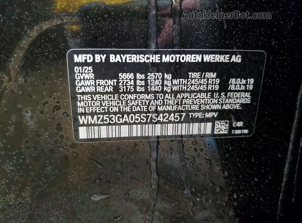 WMZ53GA05S7S42457 2025 MINI COUNTRYMAN Черный Вид наклейки с VIN-кодом