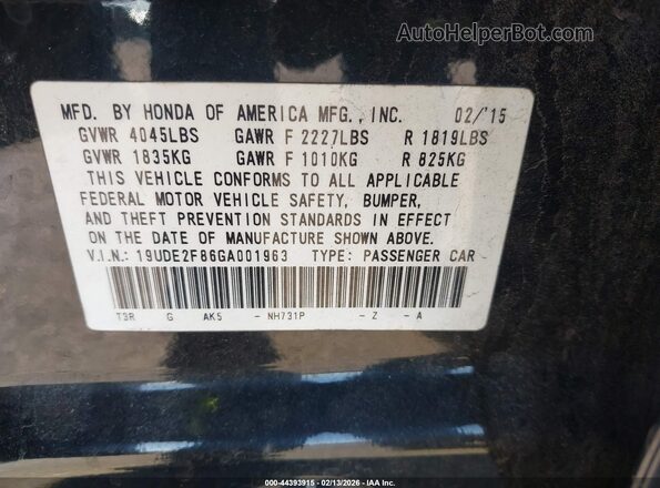 19UDE2F86GA001963 2016 ACURA ILX Черный Вид подкапотного пространства