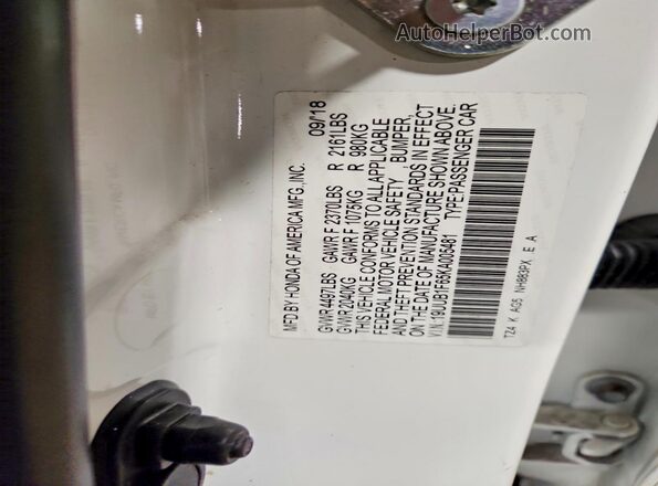 19UUB1F65KA005481 2019 ACURA TLX White Widok komory silnika