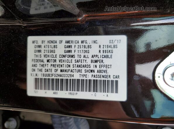 19UUB3F52HA003294 2017 ACURA TLX Черный Вид подкапотного пространства