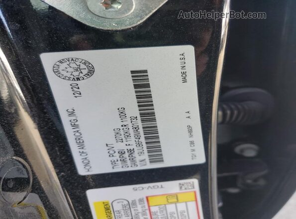 19UUB6F49MA801732 2021 ACURA TLX Черный Вид наклейки с VIN-кодом
